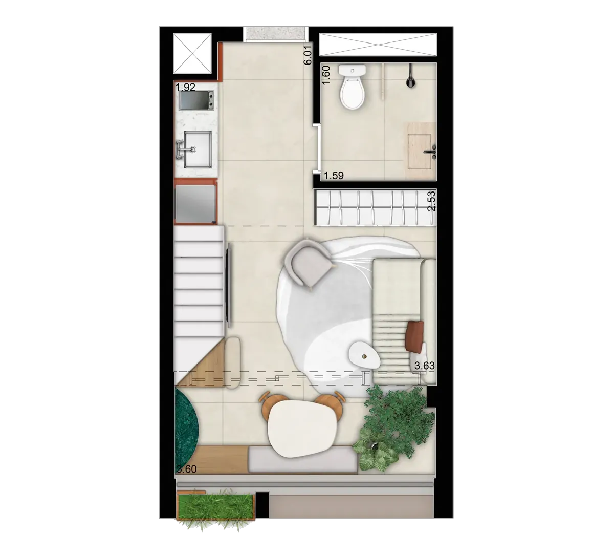 Apartamento Eleva Harmonia Studio Double em São Paulo - Planta Studio